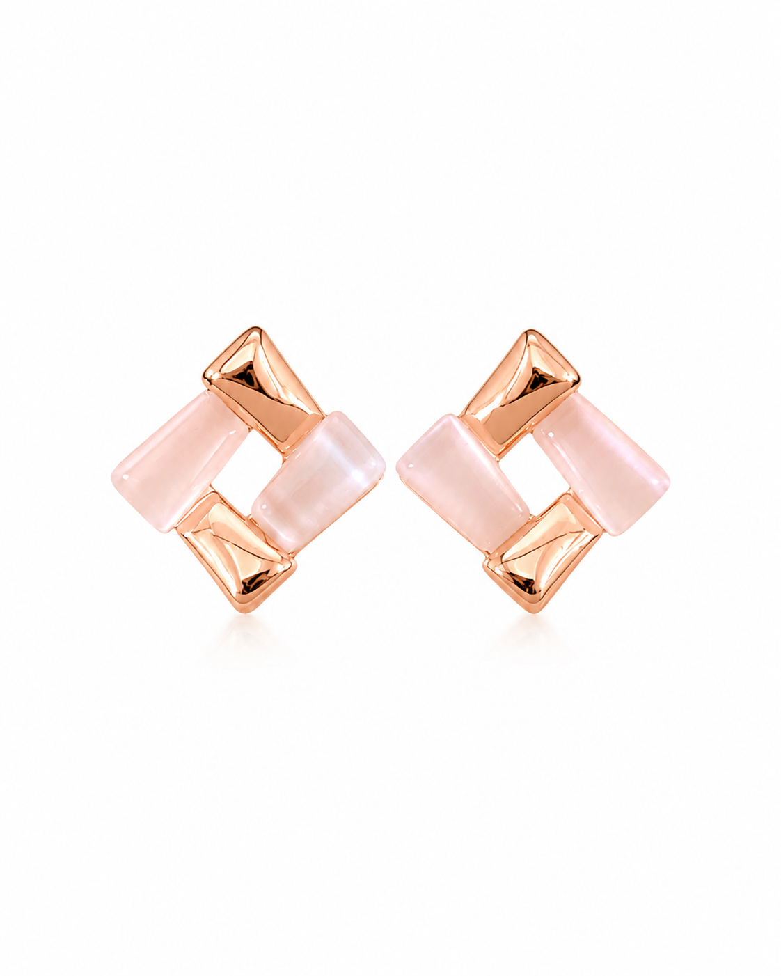 Front view of Blush Cat-Eye Jewelry Set by Zodiglow