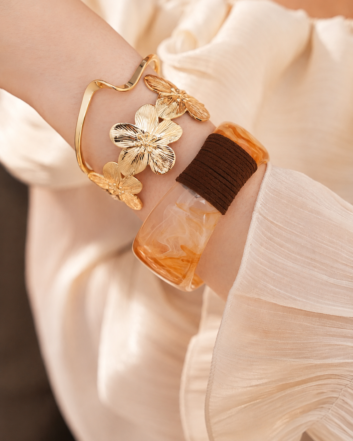Alternate view of Botanical Resin Bracelet Set by Zodiglow