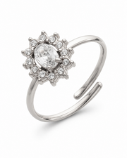 Styled view of Celeste Floral Open Ring Collection by Zodiglow