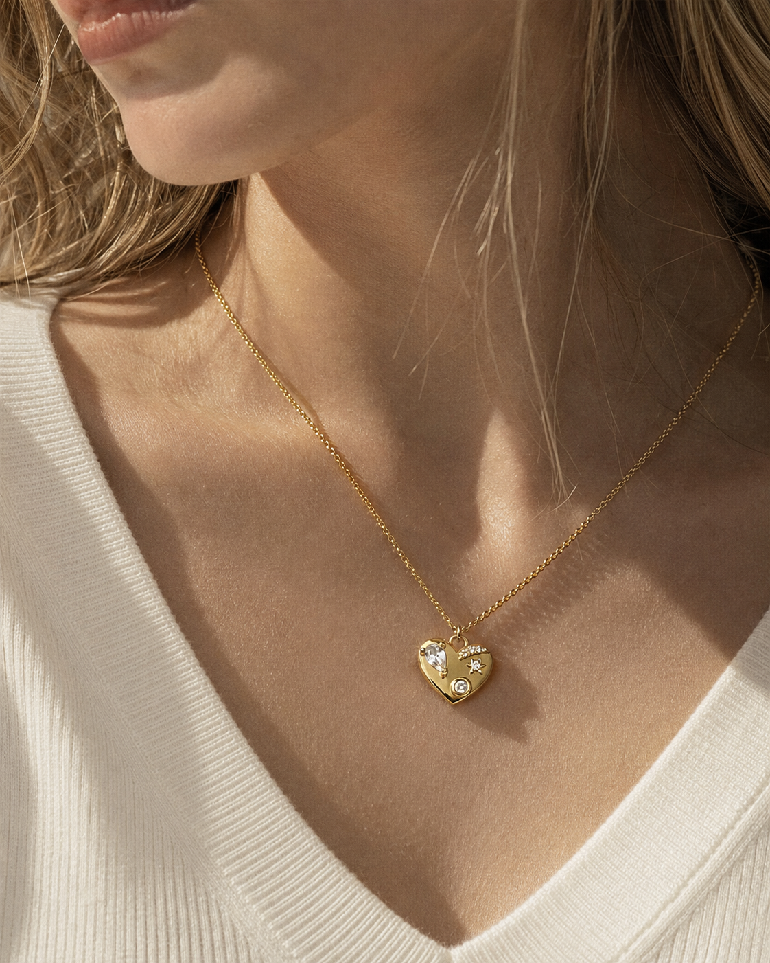 Alternate view of Celeste Heart Zircon Necklace by Zodiglow