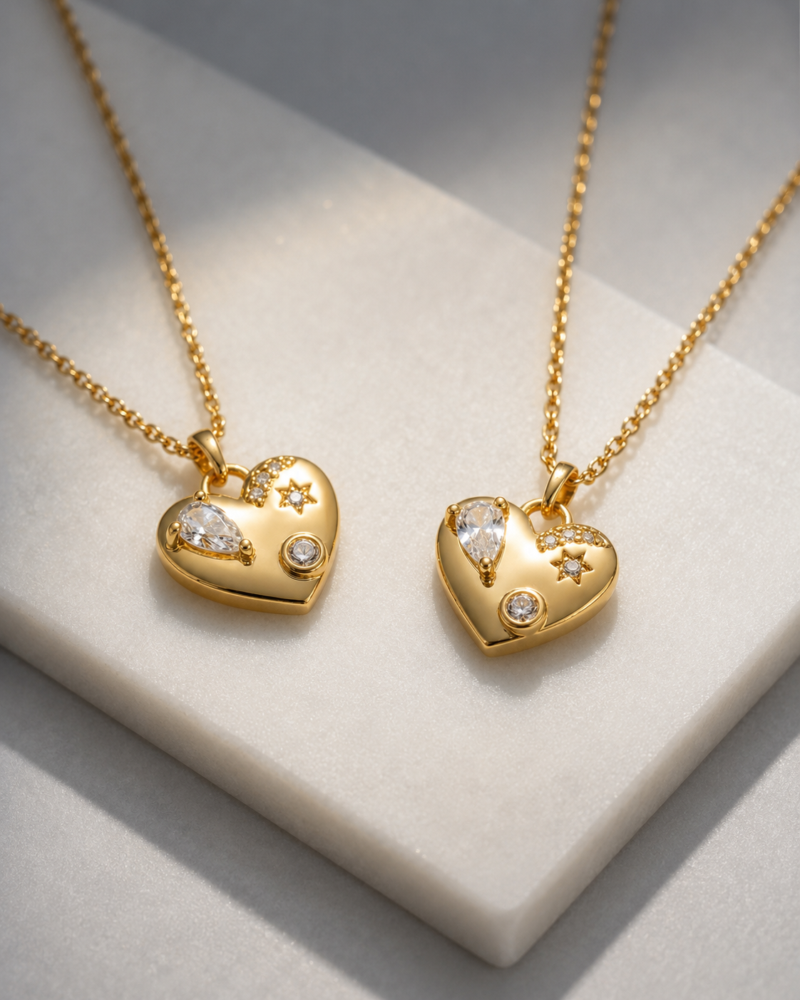 Detail view of Celeste Heart Zircon Necklace by Zodiglow