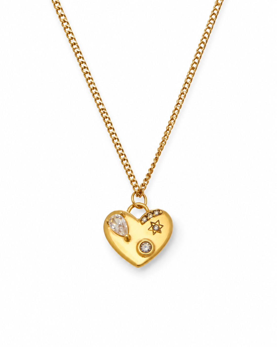 Front view of Celeste Heart Zircon Necklace by Zodiglow