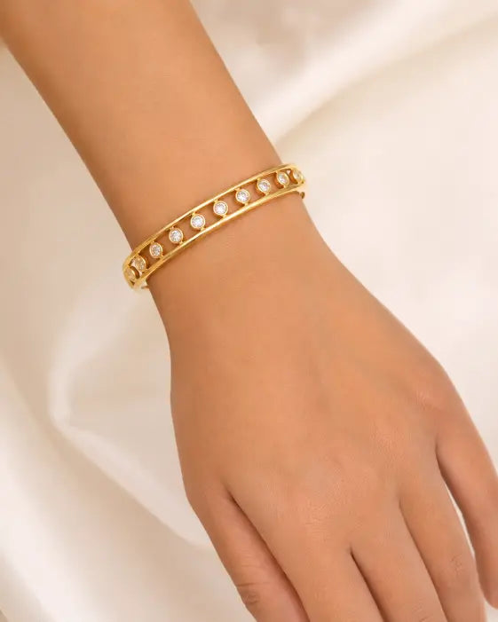 Alternate view of Celeste Orbit Gold Cuff Bracelet by Zodiglow