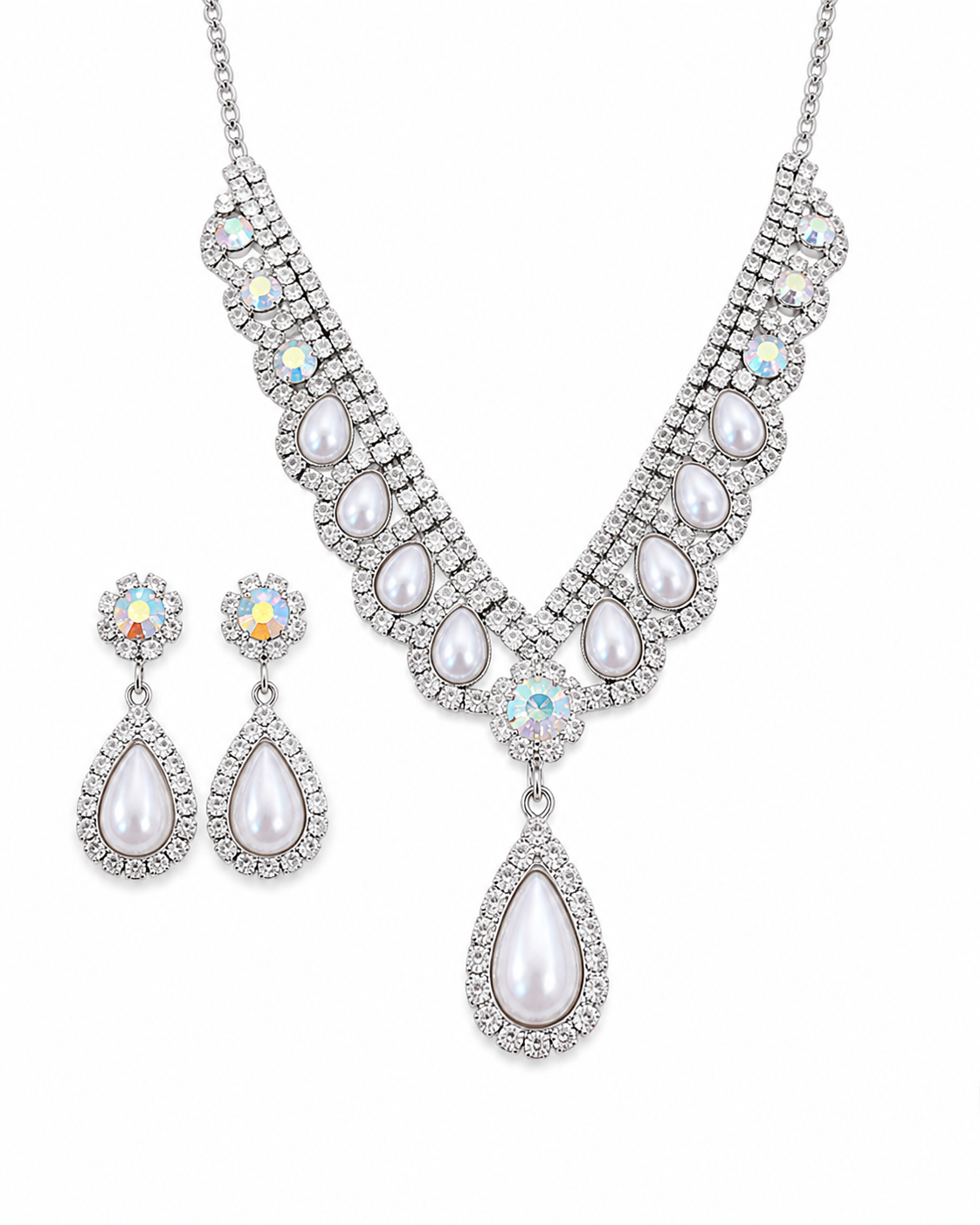 Detail view of Celeste Pearl Statement Set by Zodiglow