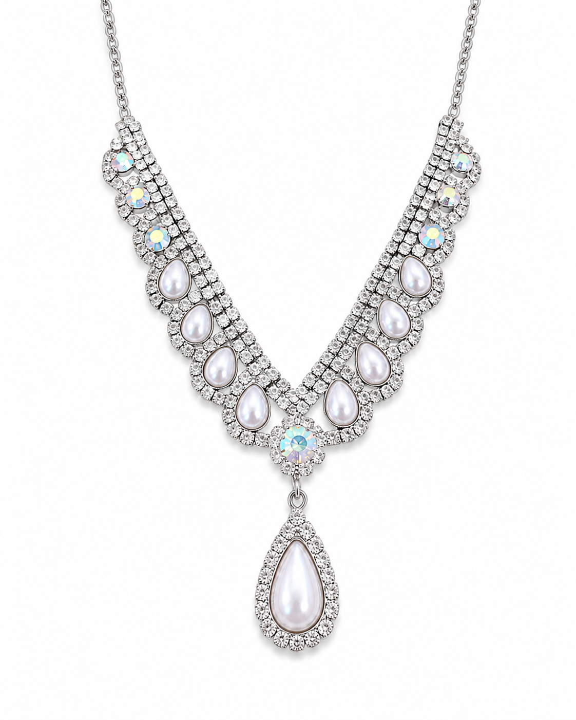 Side view of Celeste Pearl Statement Set by Zodiglow