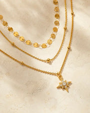 Detail view of Celeste Star 3-Layer Necklace by Zodiglow