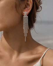 Detail view of Celeste Tassel Earrings by Zodiglow