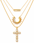 Front view of Celestia 3-Piece Layered Necklace Set by Zodiglow