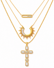 Front view of Celestia 3-Piece Layered Necklace Set by Zodiglow