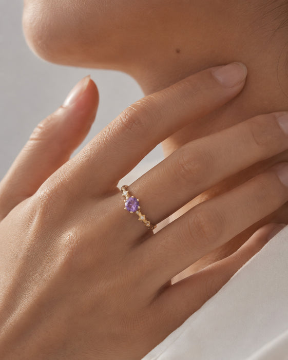 Alternate view of Celestia Amethyst Star Open Ring by Zodiglow