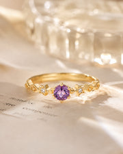 Detail view of Celestia Amethyst Star Open Ring by Zodiglow