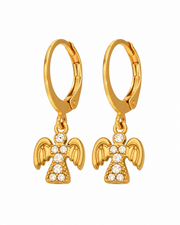 Close-up view of Celestia Angel Zircon Hoop Earrings by Zodiglow