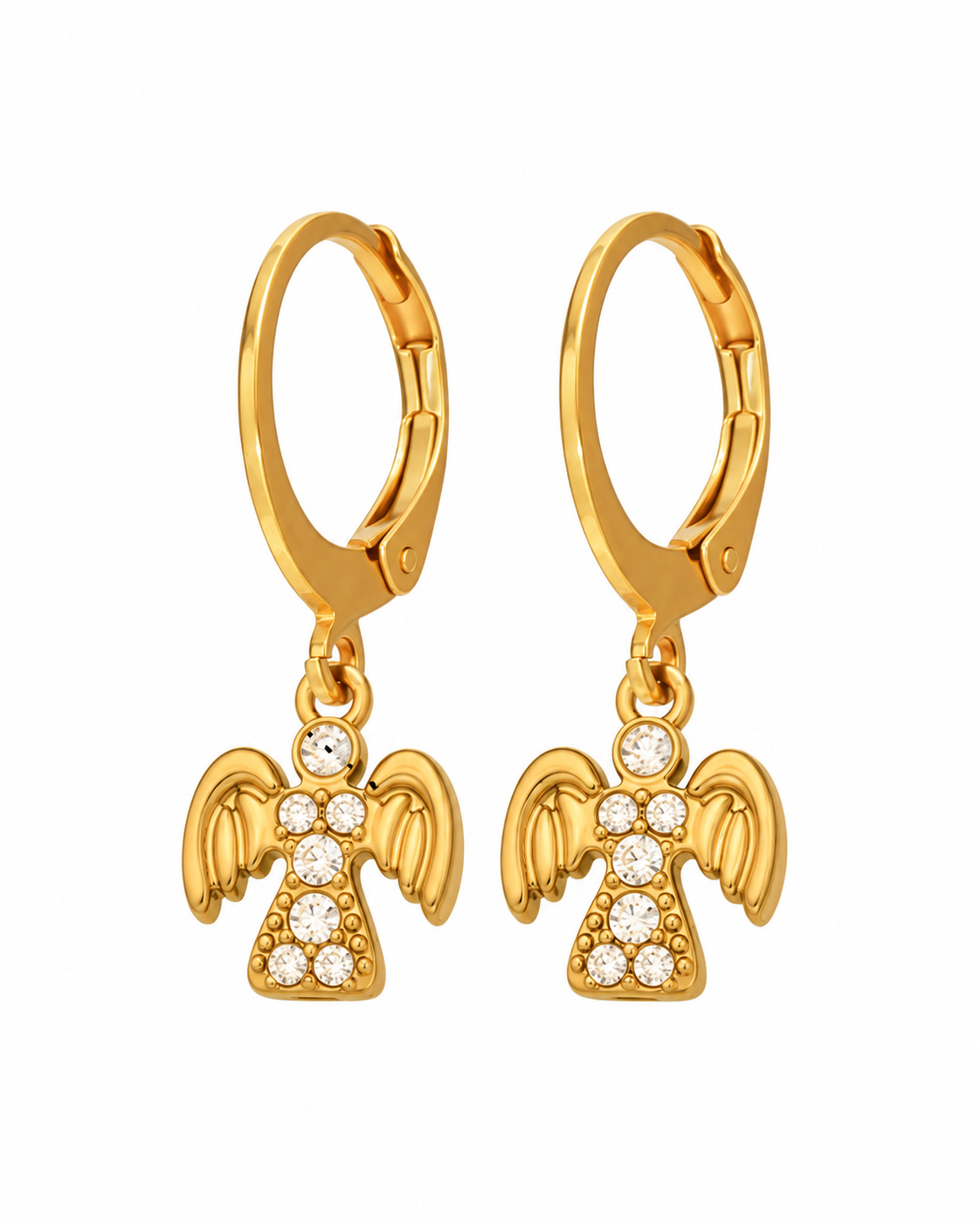 Close-up view of Celestia Angel Zircon Hoop Earrings by Zodiglow