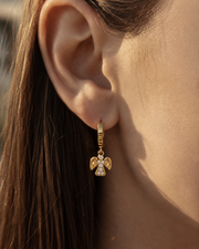 Detail view of Celestia Angel Zircon Hoop Earrings by Zodiglow