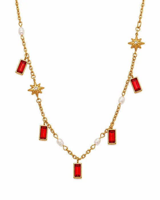 Alternate view of Celestia Baguette Crystal Charm Necklace by Zodiglow