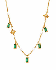 Celestia Baguette Crystal Charm Necklace