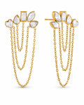 Front view of Celestia Bloom Chain Earrings by Zodiglow
