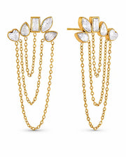 Front view of Celestia Bloom Chain Earrings by Zodiglow