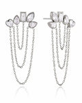 Front view of Celestia Bloom Chain Earrings (Silver) by Zodiglow