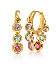 Front view of Celestia Color Orbit Hoop Earrings by Zodiglow