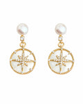 Front view of Celestia Freshwater Pearl Starburst Drop Earrings by Zodiglow