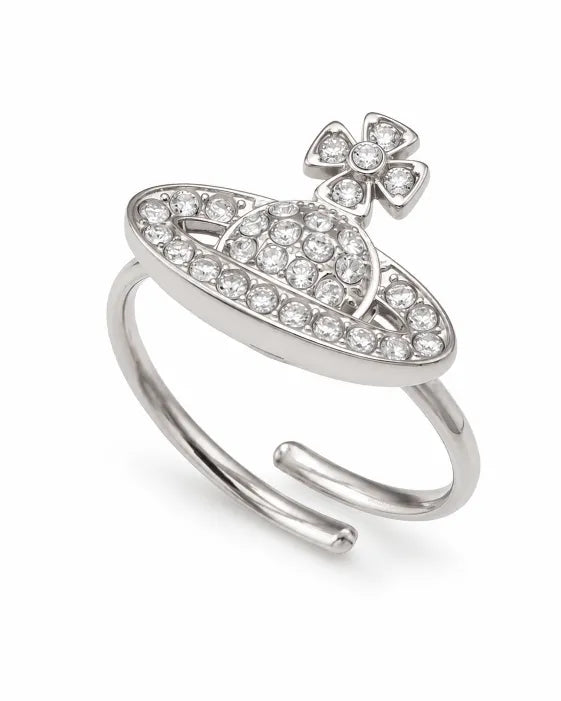 Close-up view of Celestia Full-Pavé Zircon Planet Jewelry Collection by Zodiglow