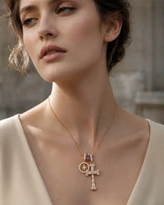 Alternate view of Celestia Mother of Pearl Cross Necklace by Zodiglow