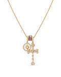 Front view of Celestia Mother of Pearl Cross Necklace by Zodiglow