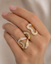 Detail view of Celestia Orbit Dual Flow Ring by Zodiglow