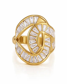 Front view of Celestia Orbit Dual Flow Ring by Zodiglow