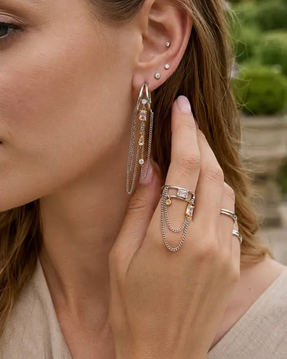 Detail view of Celestia Orbit Statement Ring by Zodiglow