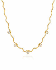Front view of Celestia Ripple Charm Necklace by Zodiglow