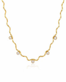 Front view of Celestia Ripple Charm Necklace by Zodiglow