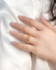 Side view of Celestia Royal Bloom Ring by Zodiglow