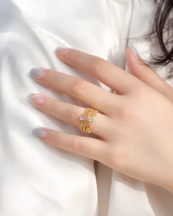 Side view of Celestia Royal Bloom Ring by Zodiglow