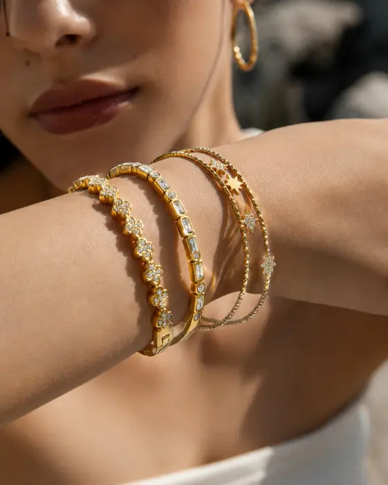 Alternate view of Celestia Star & Crystal Bangle Collection by Zodiglow
