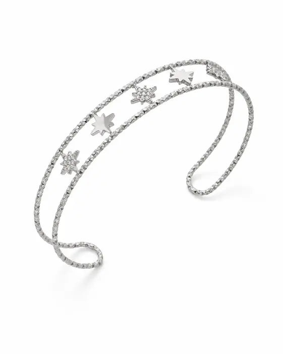 Close-up view of Celestia Star & Crystal Bangle Collection by Zodiglow