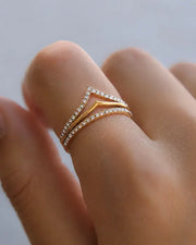 Detail view of Celestia V-Line Pavé Ring by Zodiglow