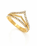 Front view of Celestia V-Line Pavé Ring by Zodiglow
