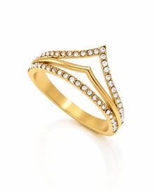 Front view of Celestia V-Line Pavé Ring by Zodiglow
