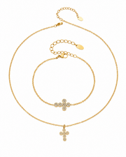 Side view of Celestia Zircon Cross Set by Zodiglow