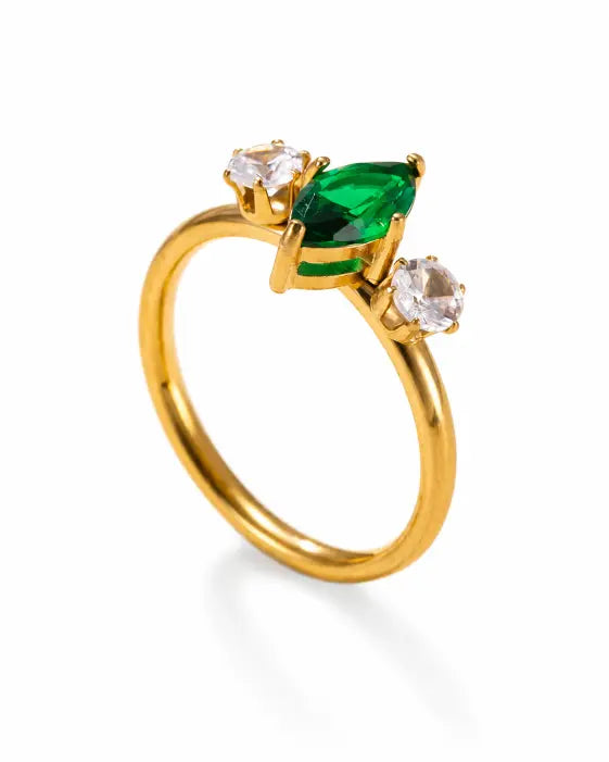 Styled view of Celestine 12-Month Birthstone Marquise Zircon Ring by Zodiglow