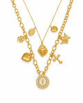 Front view of Celestine Sacred Charm Necklace Collection by Zodiglow