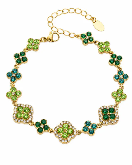 Close-up view of Aurelia Clover Garden Zircon Bracelet by Zodiglow
