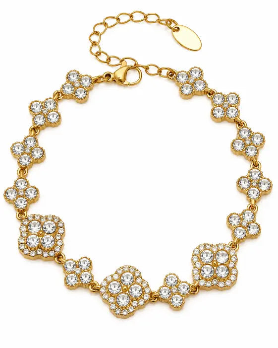Detail view of Aurelia Clover Garden Zircon Bracelet by Zodiglow