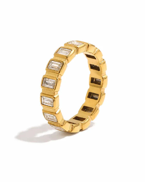 Front view of Channel-Set Baguette Gold Ring by Zodiglow