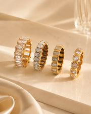Side view of Channel-Set Baguette Gold Ring by Zodiglow
