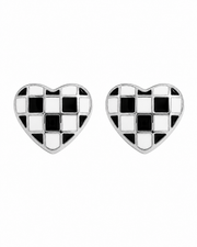 Alternate view of Checker Heart Stud Earrings by Zodiglow