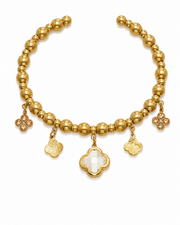 Close-up view of Clover Charm Beaded Bracelet by Zodiglow