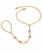 Front view of Soléa Hand Chain Bracelet Collection – 7 Designs by Zodiglow